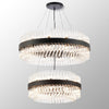 Kelly Two Tier Pendant 60cm & 80cm Tiers in Satin Black & Clear Glass