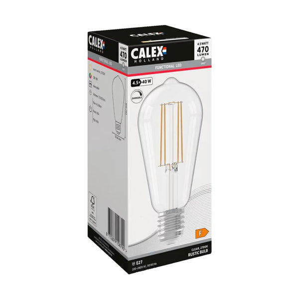 E27 Rustic Warm White Dimmable Pear Shaped LED 4.5W 2700K 470lm