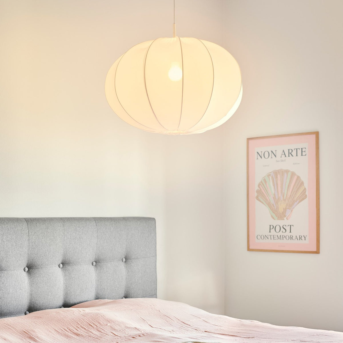 Aeron 40 Fabric Pendant Light in Natural White