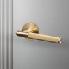 Linear Knurled Door Handle Set In Brass