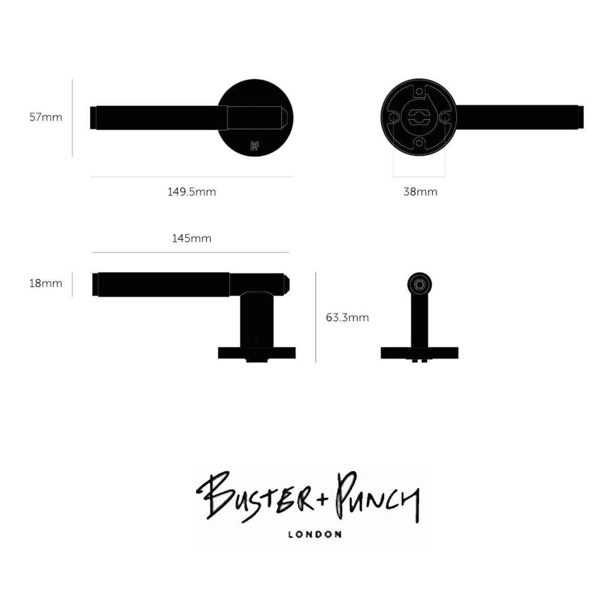 Linear Knurled Door Handle Set In Welders Black