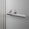 Linear Knurled Door Handle Set In Solid Steel