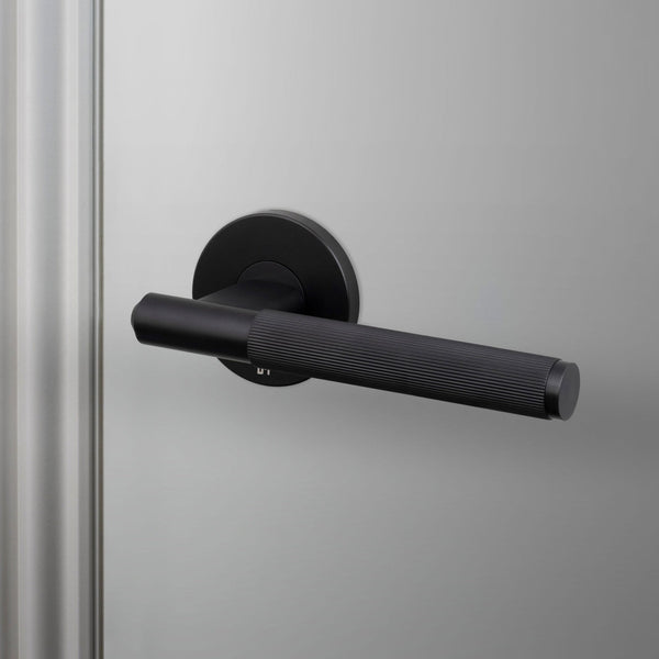 Linear Knurled Door Handle Set In Welders Black