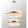 Kelly Two Tier Pendant 60cm & 80cm Tiers in Brass & Clear Glass