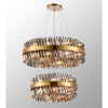 Kelly Two Tier Pendant 60cm & 80cm Tiers in Brass & Smoke Glass