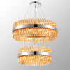 Kelly Two Tier Pendant 60cm & 80cm Tiers in Polished Nickel & Amber Glass
