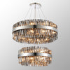 Kelly Two Tier Pendant 60cm & 80cm Tiers in Polished Nickel & Smoke Glass
