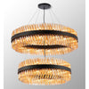 Kelly Two Tier Pendant 80cm & 100cm Tiers in Satin Black & Amber Glass