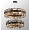 Kelly Two Tier Pendant 80cm & 100cm Tiers in Satin Black & Smoke Glass