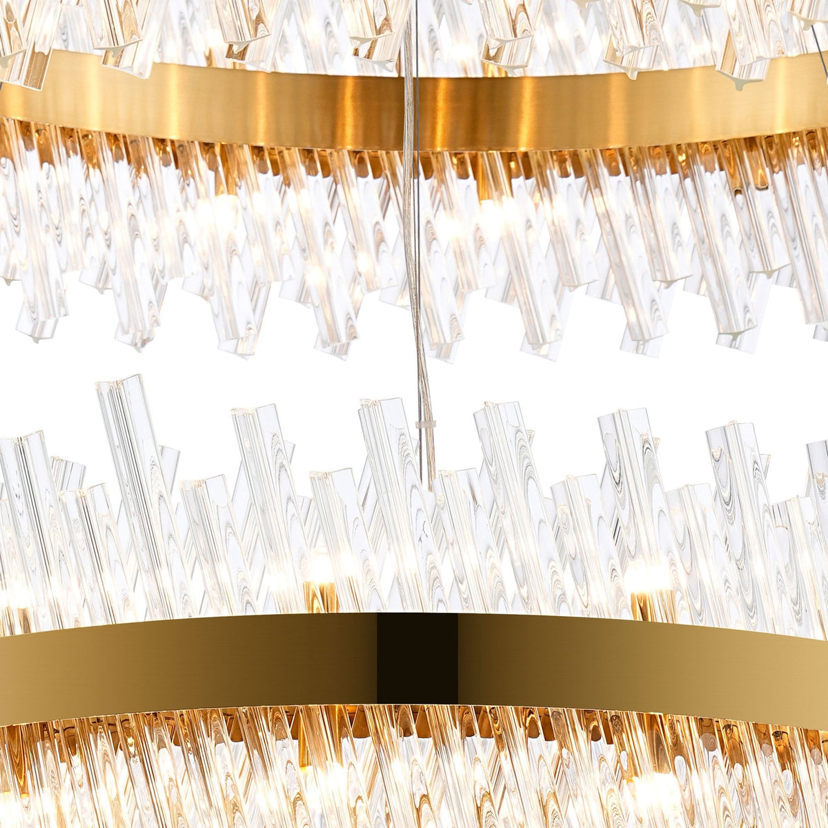 Kelly Two Tier Pendant 80cm & 100cm Tiers in Brass & Clear Glass