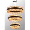 Kelly Three Tier Pendant 60cm, 80cm & 100cm Tiers in Satin Black & Amber Glass
