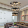 Kelly Three Tier Pendant 60cm, 80cm & 100cm Tiers in Satin Black & Smoke Glass