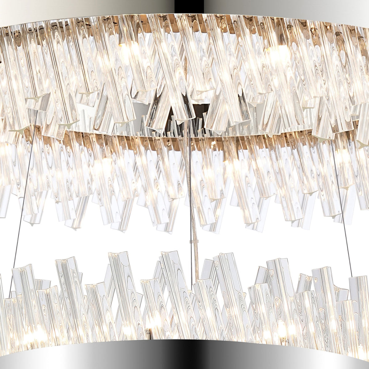 Kelly Three Tier Pendant 60cm, 80cm & 100cm Tiers in Polished Nickel & Clear Glass