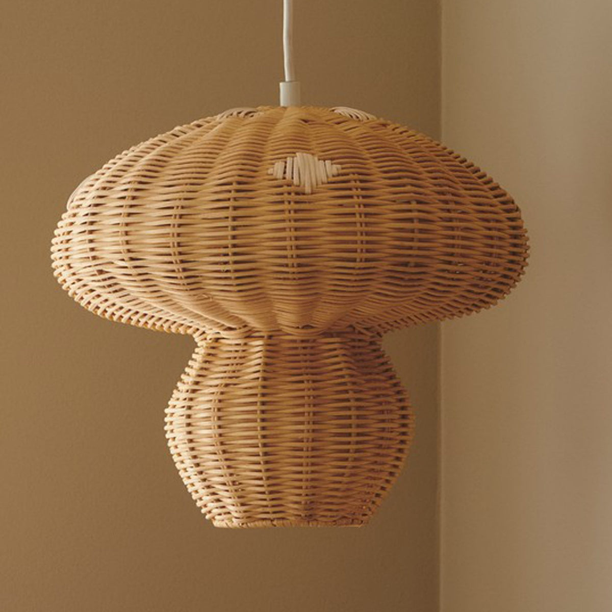 Allie Mushroom Pendant in Rattan