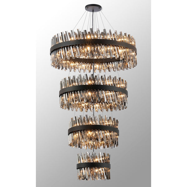 Kelly Four Tier Pendant 40cm, 60cm, 80cm & 100cm Tiers in Satin Black & Smoke Glass