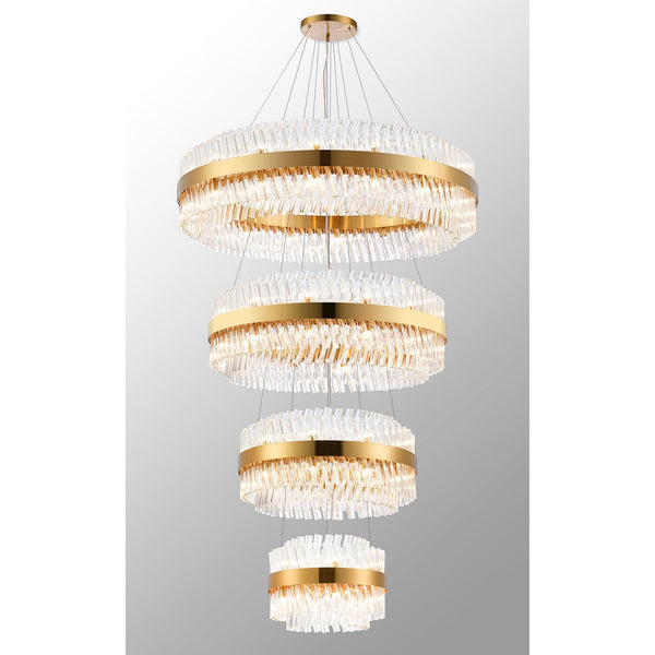 Kelly Four Tier Pendant 40cm, 60cm, 80cm & 100cm Tiers in Brass & Clear Glass