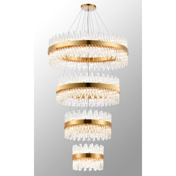 Kelly Four Tier Pendant 40cm, 60cm, 80cm & 100cm Tiers in Brass & Clear Glass