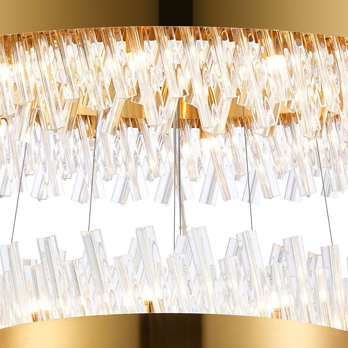 Kelly Four Tier Pendant 40cm, 60cm, 80cm & 100cm Tiers in Brass & Clear Glass
