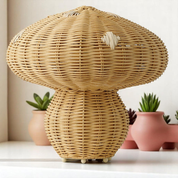 Allie Mushroom Table Lamp in Rattan