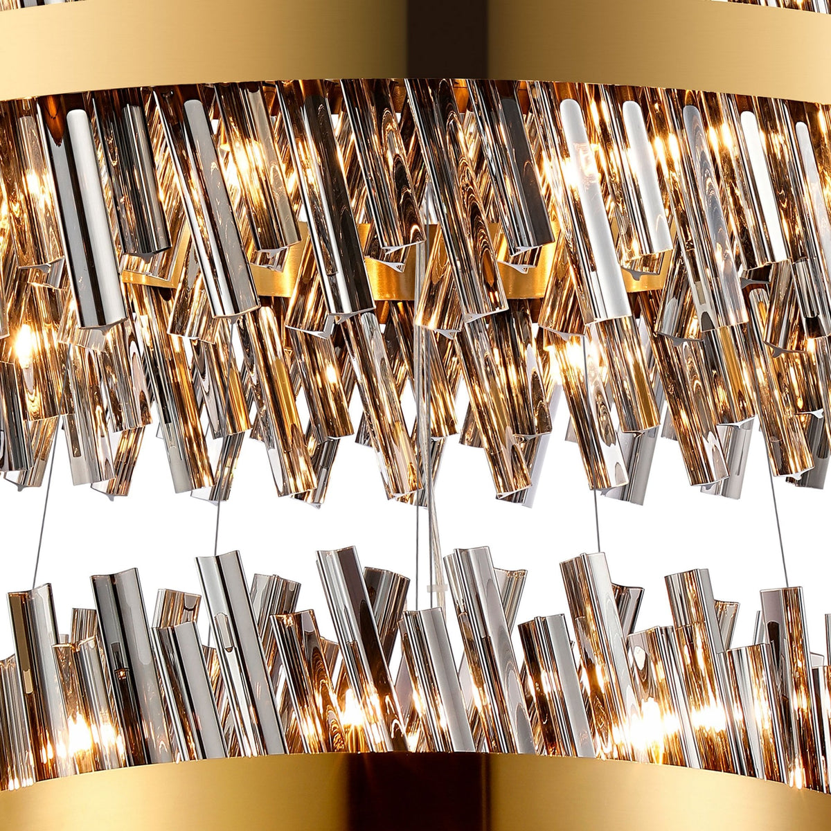 Kelly Four Tier Pendant 40cm, 60cm, 80cm & 100cm Tiers in Brass & Smoke Glass