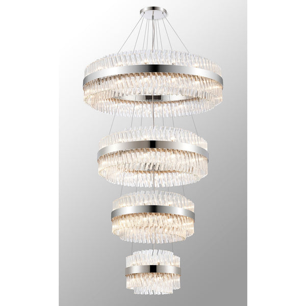 Kelly Four Tier Pendant 40cm, 60cm, 80cm & 100cm Tiers in Polished Nickel & Clear Glass