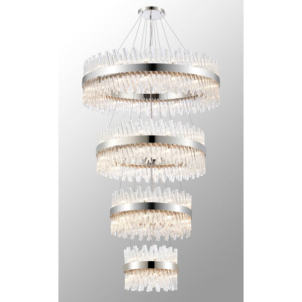 Kelly Four Tier Pendant 40cm, 60cm, 80cm & 100cm Tiers in Polished Nickel & Clear Glass