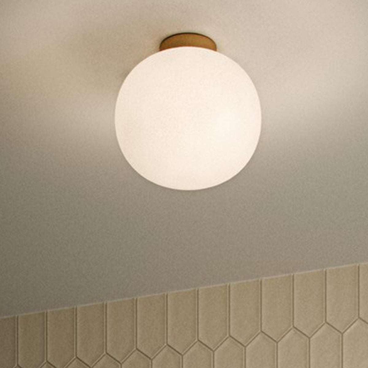 Alton Ceiling Light with Opal White Shade in Brass