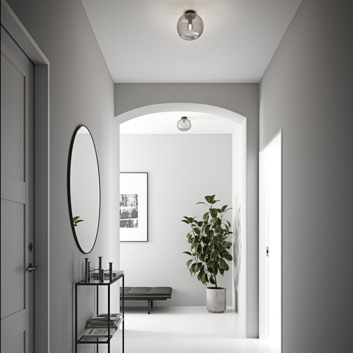 Alton Ceiling Light with Smoked Shade in Black