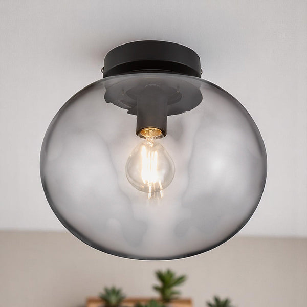 Alton Ceiling Light with Smoked Shade in Black