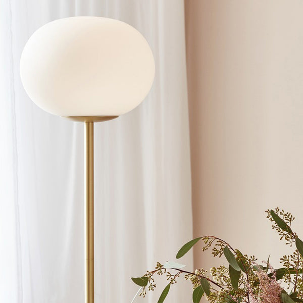 Alton Floor Lamp With Opal Shade In Brass