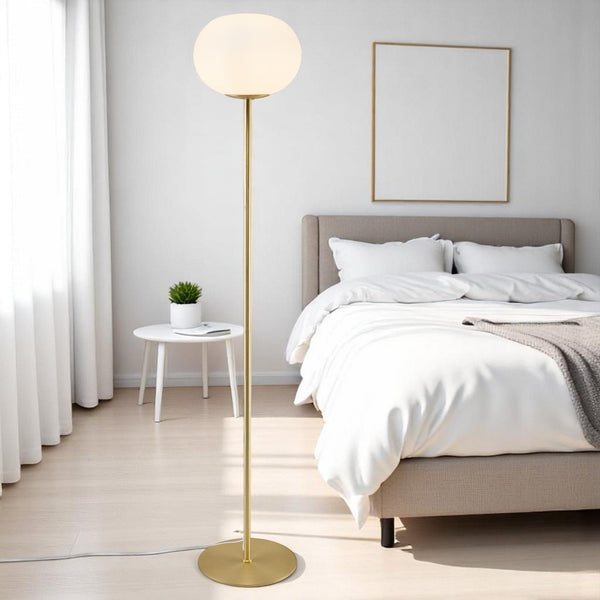 Alton Floor Lamp With Opal Shade In Brass