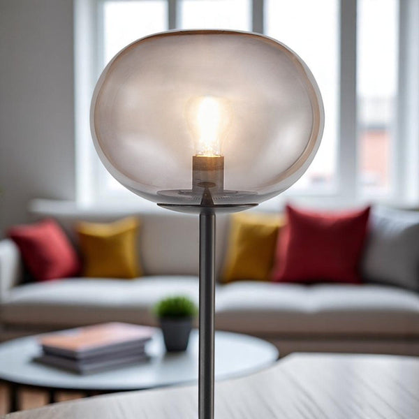 Alton Floor Lamp With Smoked Shade In Black