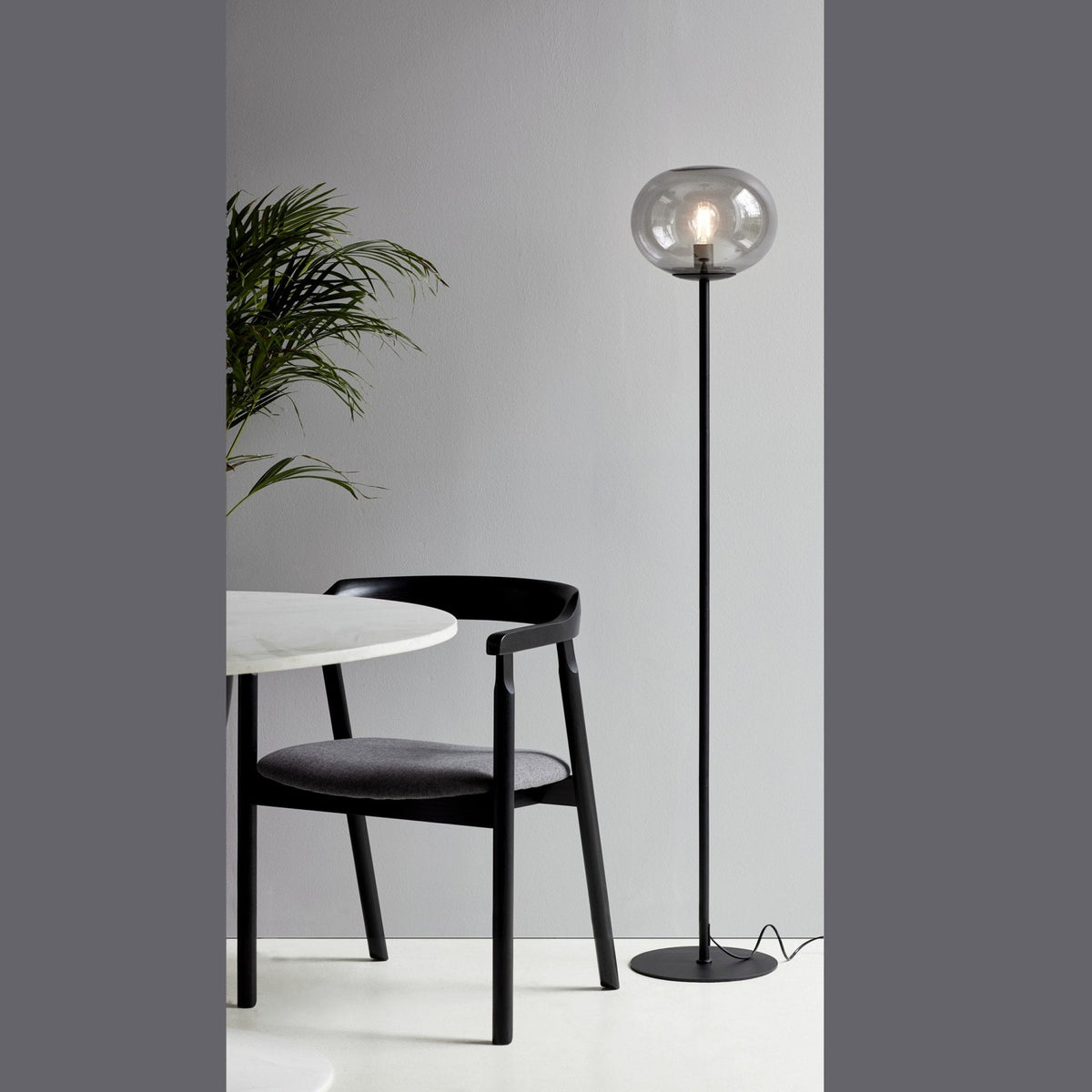 Alton Floor Lamp With Smoked Shade In Black