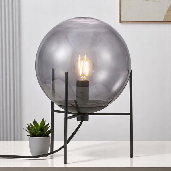 Alton Table Lamp With Smoked Glass In Black