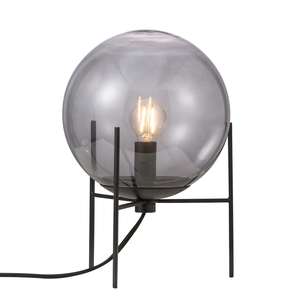 Alton Table Lamp With Smoked Glass In Black