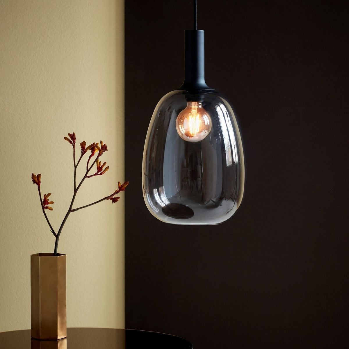 Alton 23 Smoked Glass Pendant In Black