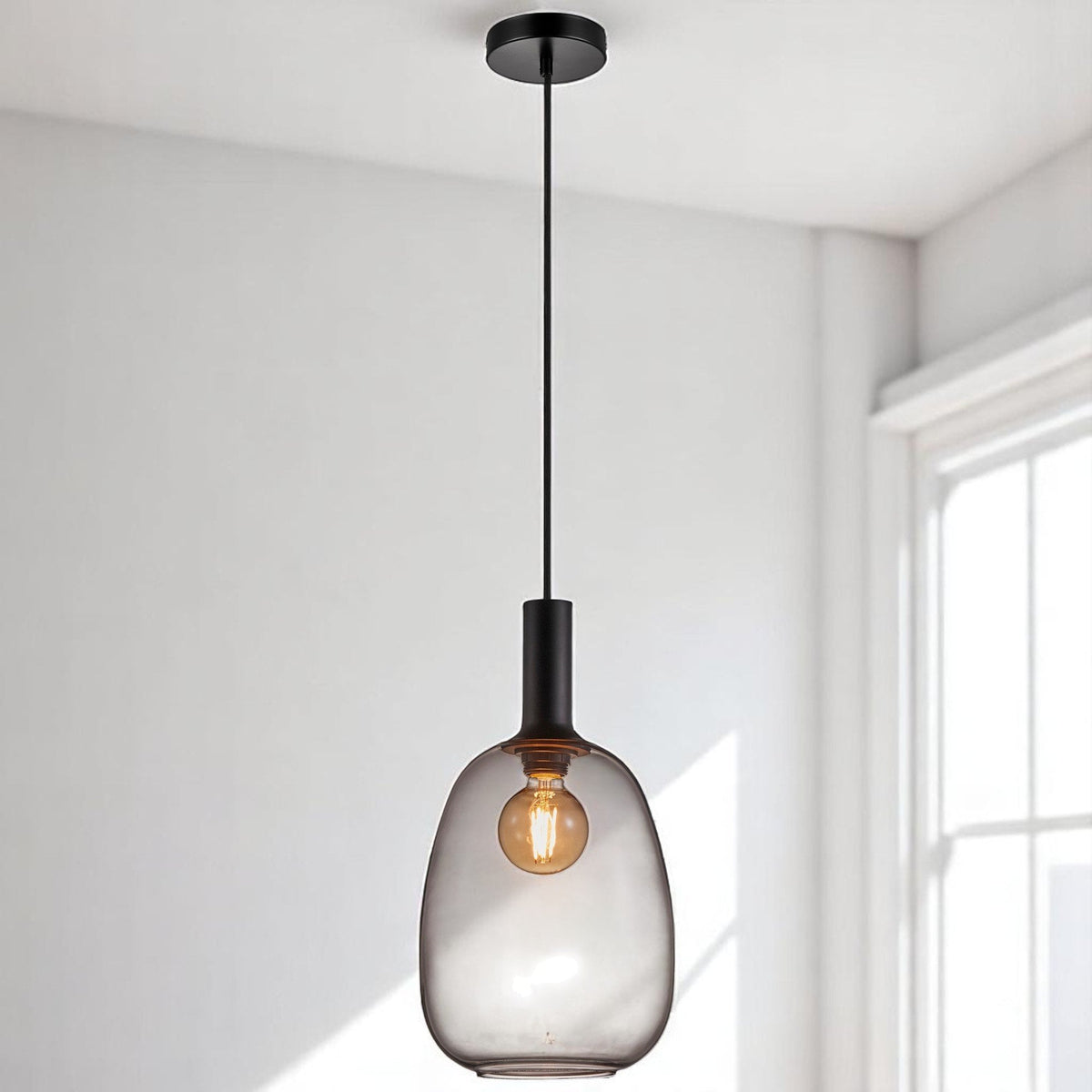 Alton 23 Smoked Glass Pendant In Black