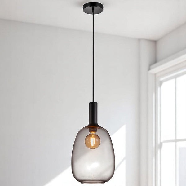 Alton 23 Smoked Glass Pendant In Black