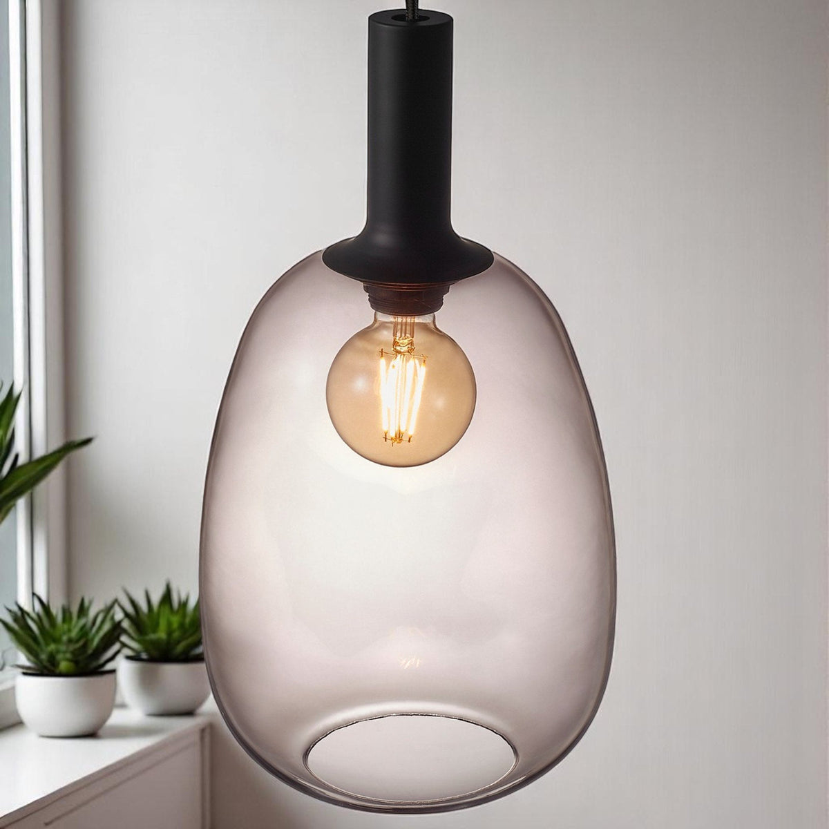 Alton 23 Smoked Glass Pendant In Black