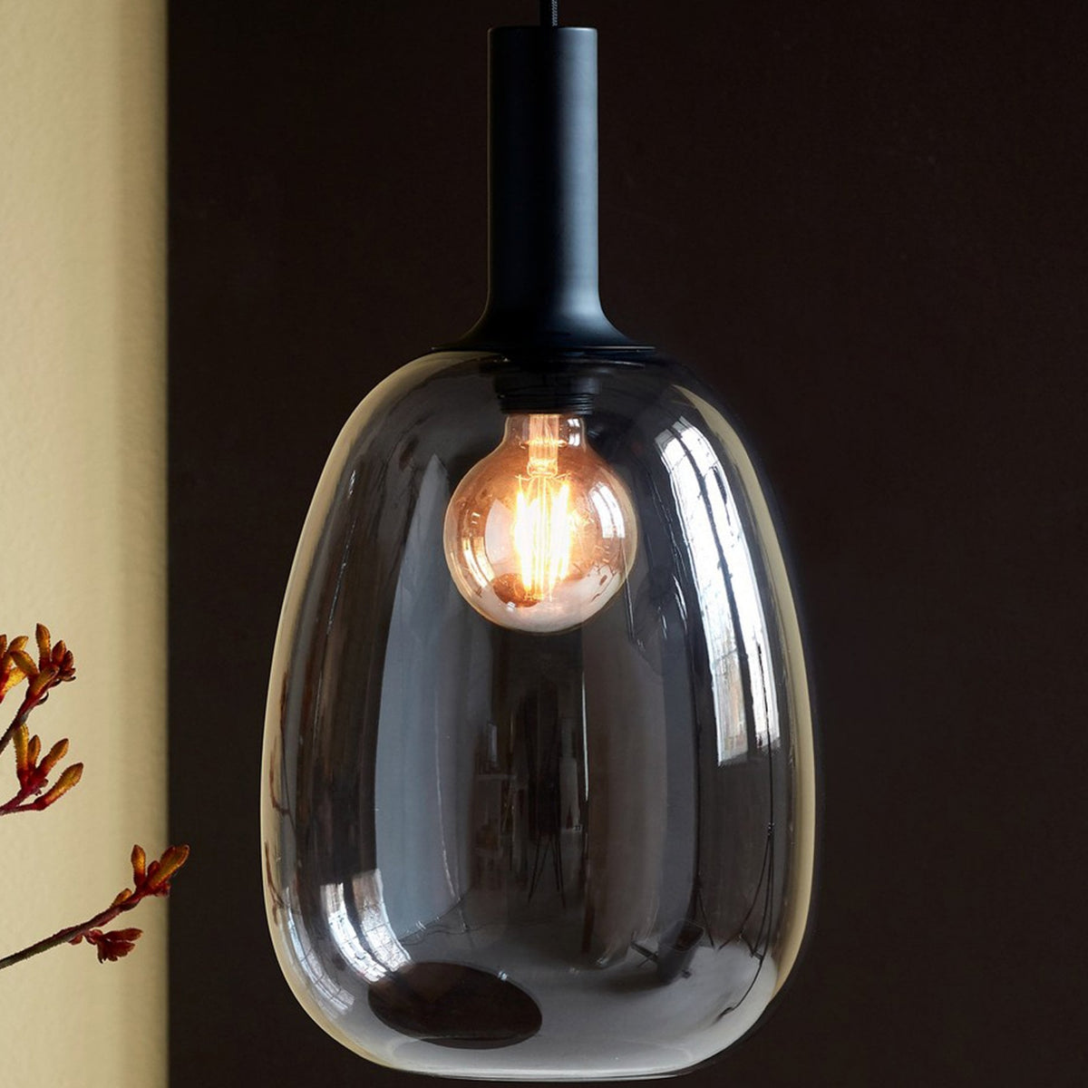 Alton 23 Smoked Glass Pendant In Black