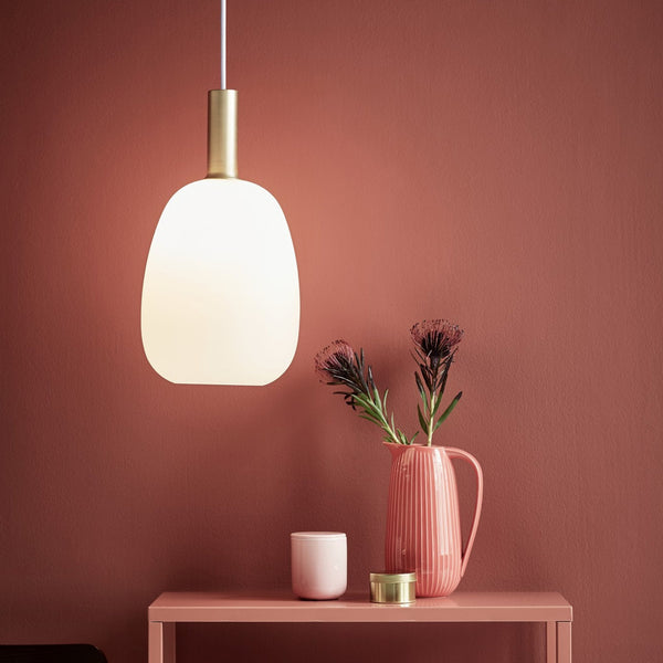 Alton 23 Opal Glass Pendant with Brass or Black Covers