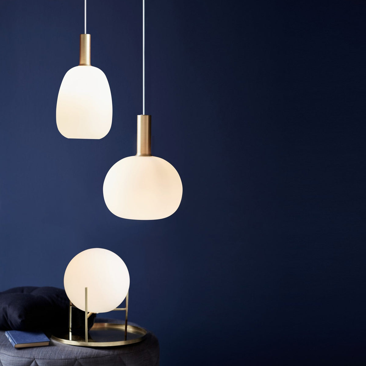 Alton 23 Opal Glass Pendant with Brass or Black Covers