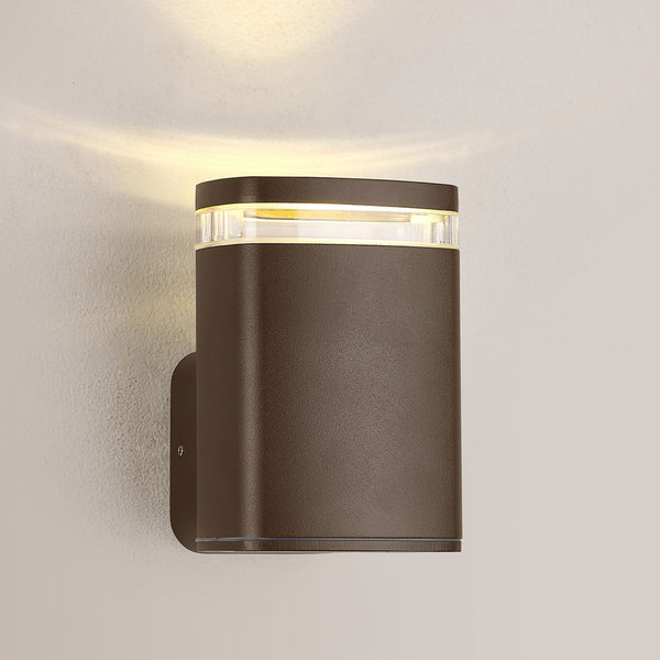 Jedburgh Single IP54 Exterior Up or Down Wall Light in Matt Brown