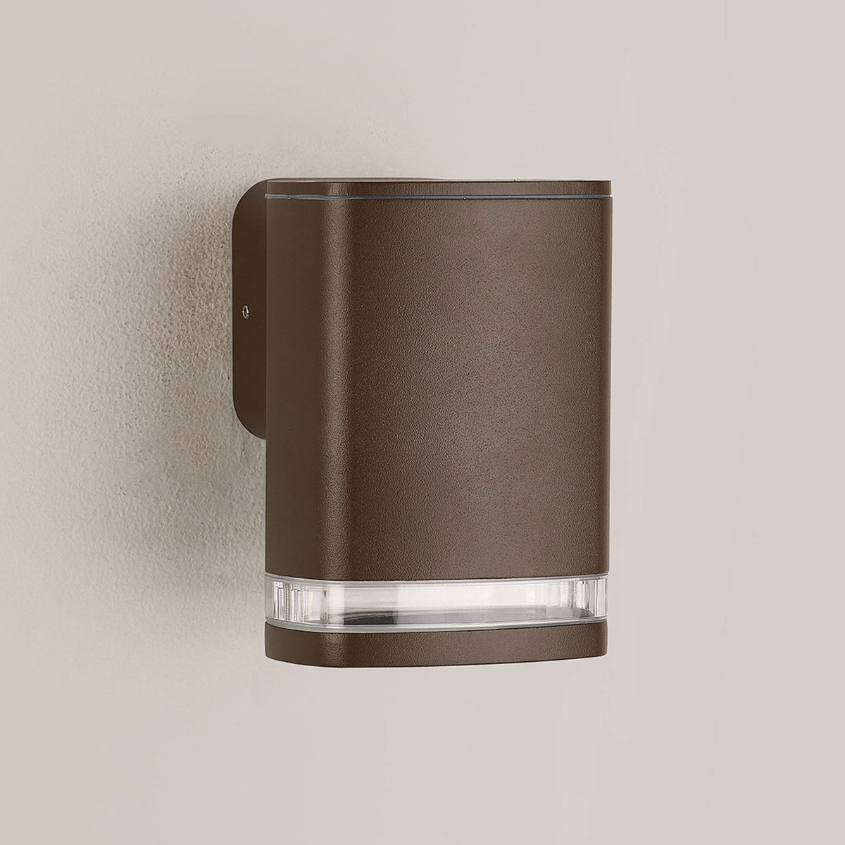 Jedburgh Single IP54 Exterior Up or Down Wall Light in Matt Brown