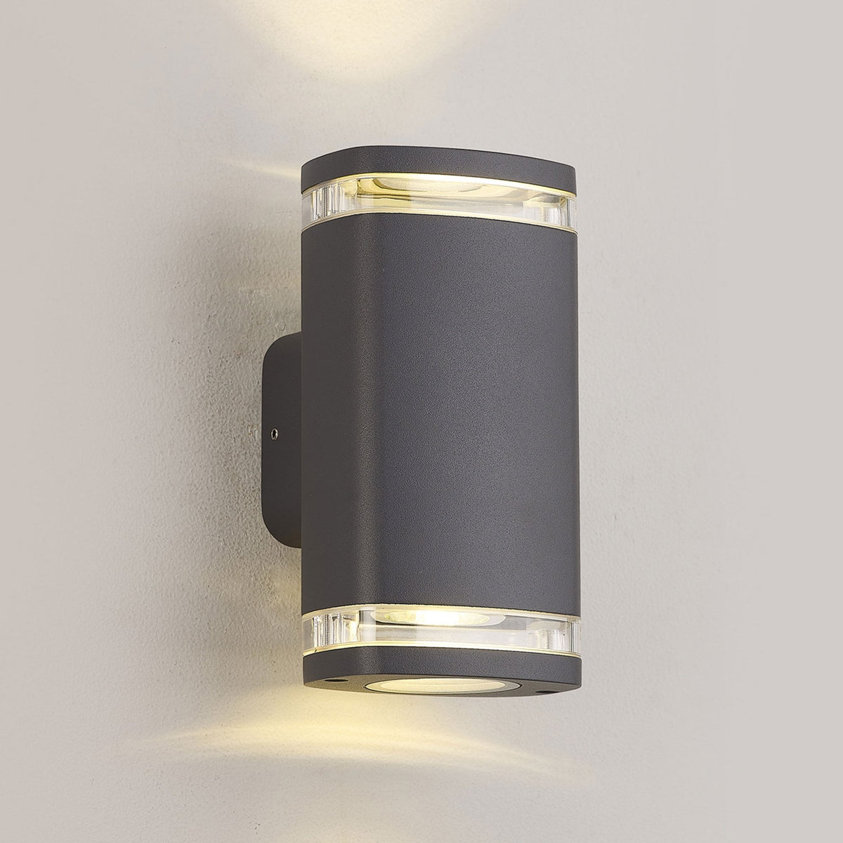 Jedburgh Double IP54 Exterior Up & Down Wall Light in Grey