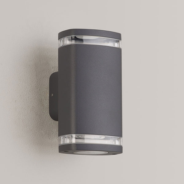 Jedburgh Double IP54 Exterior Up & Down Wall Light in Grey