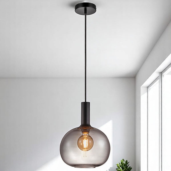 Alton 25 Smoked Glass Pendant In Black