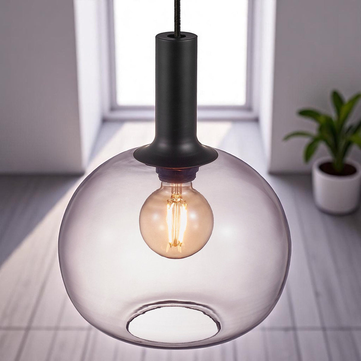 Alton 25 Smoked Glass Pendant In Black