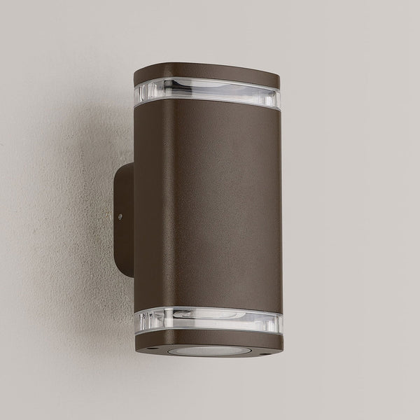 Jedburgh Double IP54 Exterior Up & Down Wall Light in Matt Brown