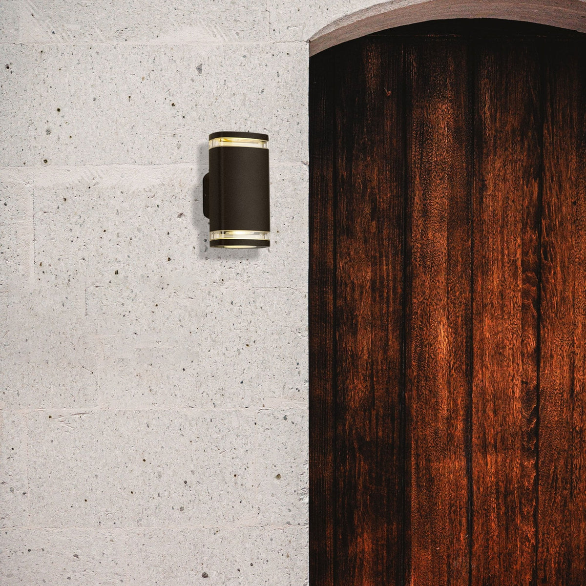 Jedburgh Double IP54 Exterior Up & Down Wall Light in Matt Brown